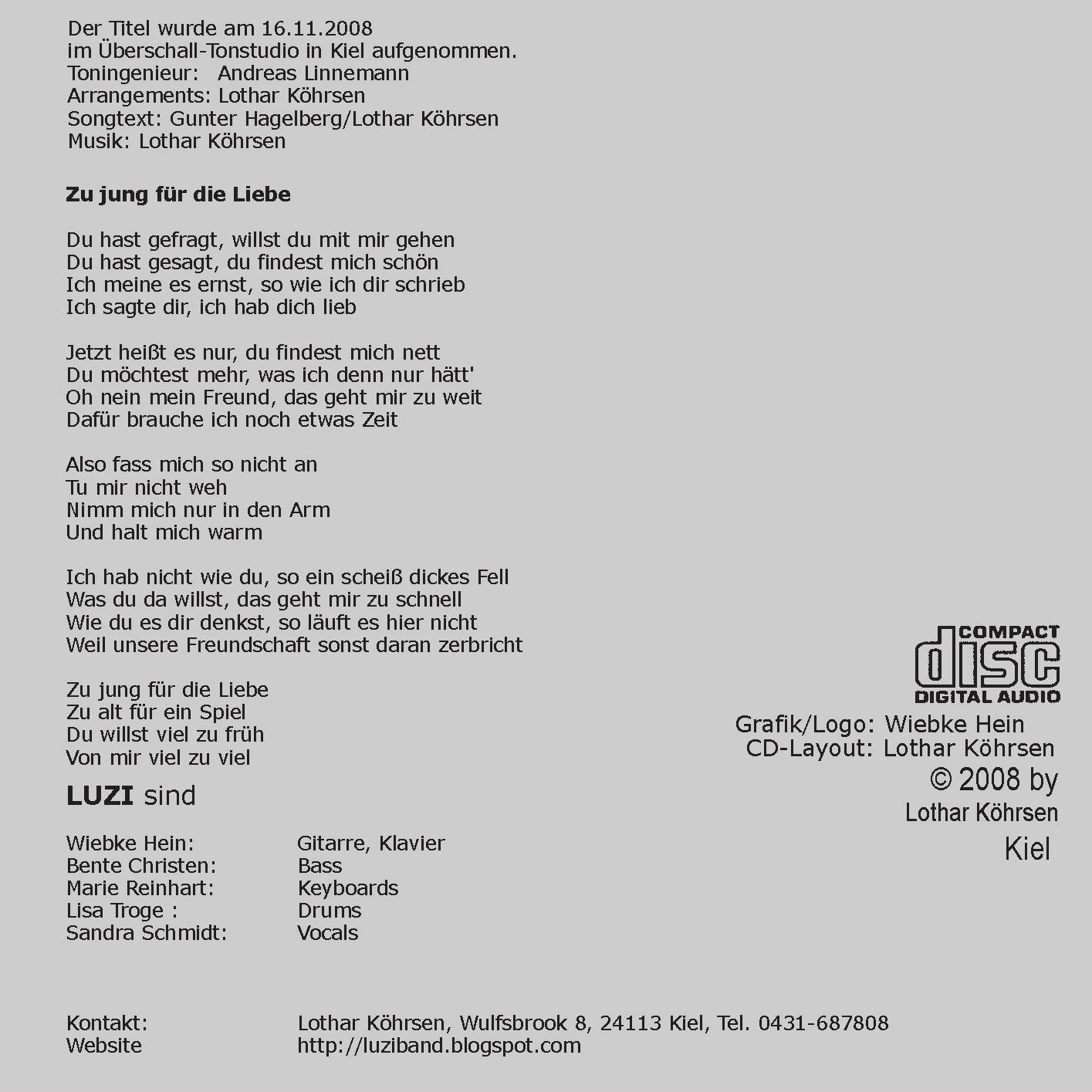 Zu jung f&uuml;r die Liebe Back-Cover